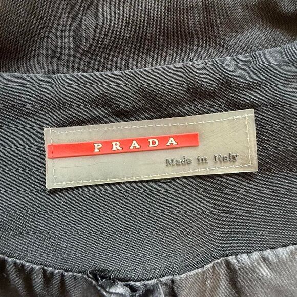 Vintage PRADA Black Full Zip Windbreaker Jacket Belt Loops & Zippered Pockets - Picture 2 of 8